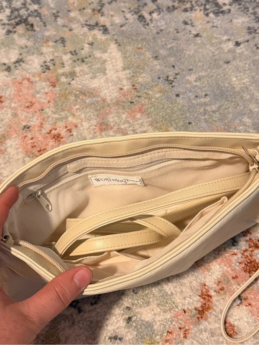 Worthington Cream Leather Wristlet Clutch